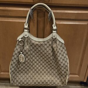 Gucci Sukey Monogram Canvas & Leather Tote Nearly New Made Italy